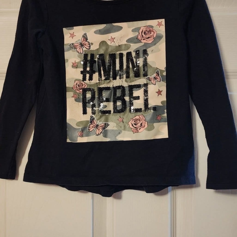 Black Kids Long Sleeve Shirt with Mini Rebel Design